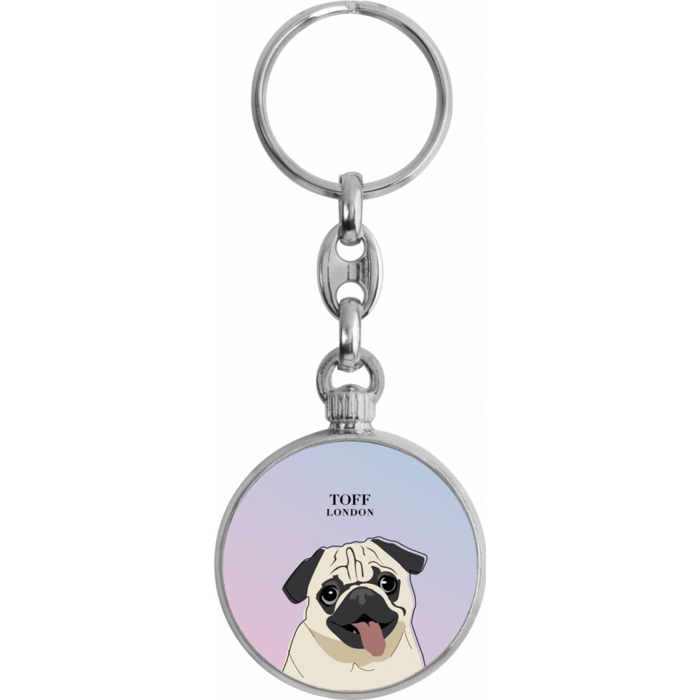 Toff London Beige Pug Dog Head Keyring