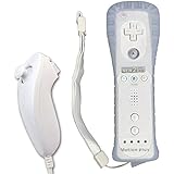 Remote Game Control, CooleedTEK Built-in Motion Plus Remote and Nunchuk Controller with Silicon Case for Nintendo Wii and Wii U (White)