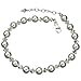 Sterling Silver Ankle Bracelet, Crystal Simulated Pearls 9