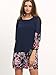 Floerns Women's Casual Floral Print Chiffon Sleeve A-Line Shift Mini Dresses Navy Blue-1 XL