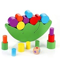 Babyrise Wooden Stacking Blocks Balancing Game，Moon Equilibrium Game，Sorting Toy Balancing Moon Toy for Kids, Babies, Girls, Boys,Green