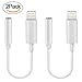 Headphone Adapter to 3.5mm earbuds Jack Adapter Earphone for iPhone 7 and 7 Plus Lightning Connection Converter (White) [2 Pack]