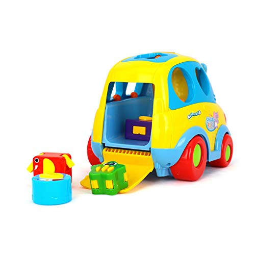 Zoostliss Musical Car Toy for Toddlers, Happy Elephant Educational Car Toy with Transforming Animal Block Shapes and Various Sounds and Omni-Directional Wheel