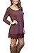 MiYang Women's Purple Long Sleeve A-line Lace Stitching Trim Casual Dress L