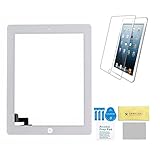 Wonsain For iPad 2 Digitizer Touch Screen Front Glass Assembly - Includes Home Button + Camera Holder + PreInstalled Adhesive + Tempered Glass (White)