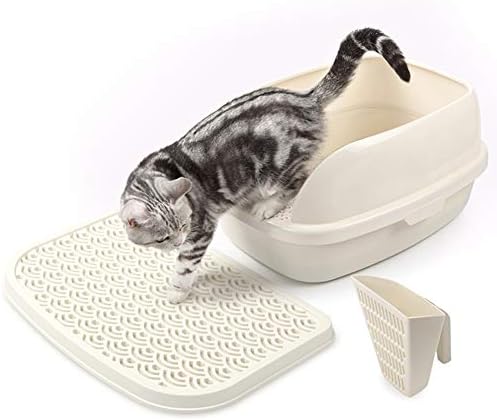 ZHANGBIN Tea canter litter box cat toilet semi-closed anti-splash deodorant ABS resin cat universal milky white