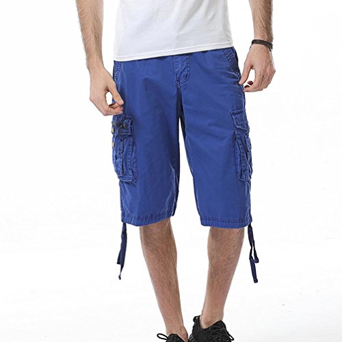 Aurorax Men's Cargo Shorts Pant, Casual Stretch Sports Fitness Gym Pants with Pocket (Blue, 40)