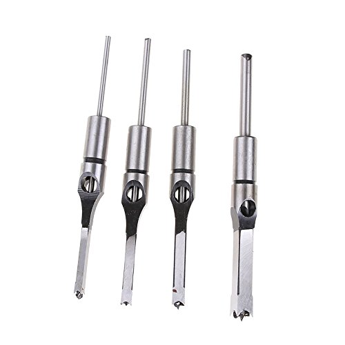 image for ZKer 4Pcs Woodworking Square Hole Drill Bit Sets Wood Mortise Chisel T