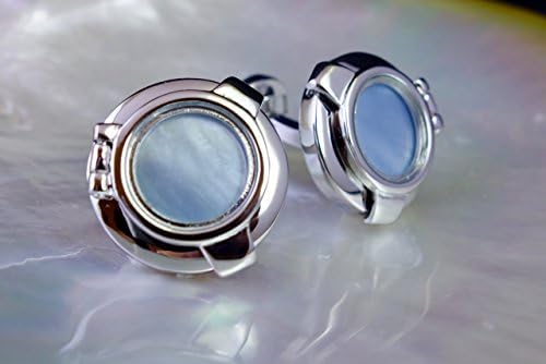Genuine Mother of Pearl Cufflinks, Nautical Blue Steampunk Cufflinks, Mens Cufflinks Unique Cufflinks Birthday Wedding Anniversary Gift for Him