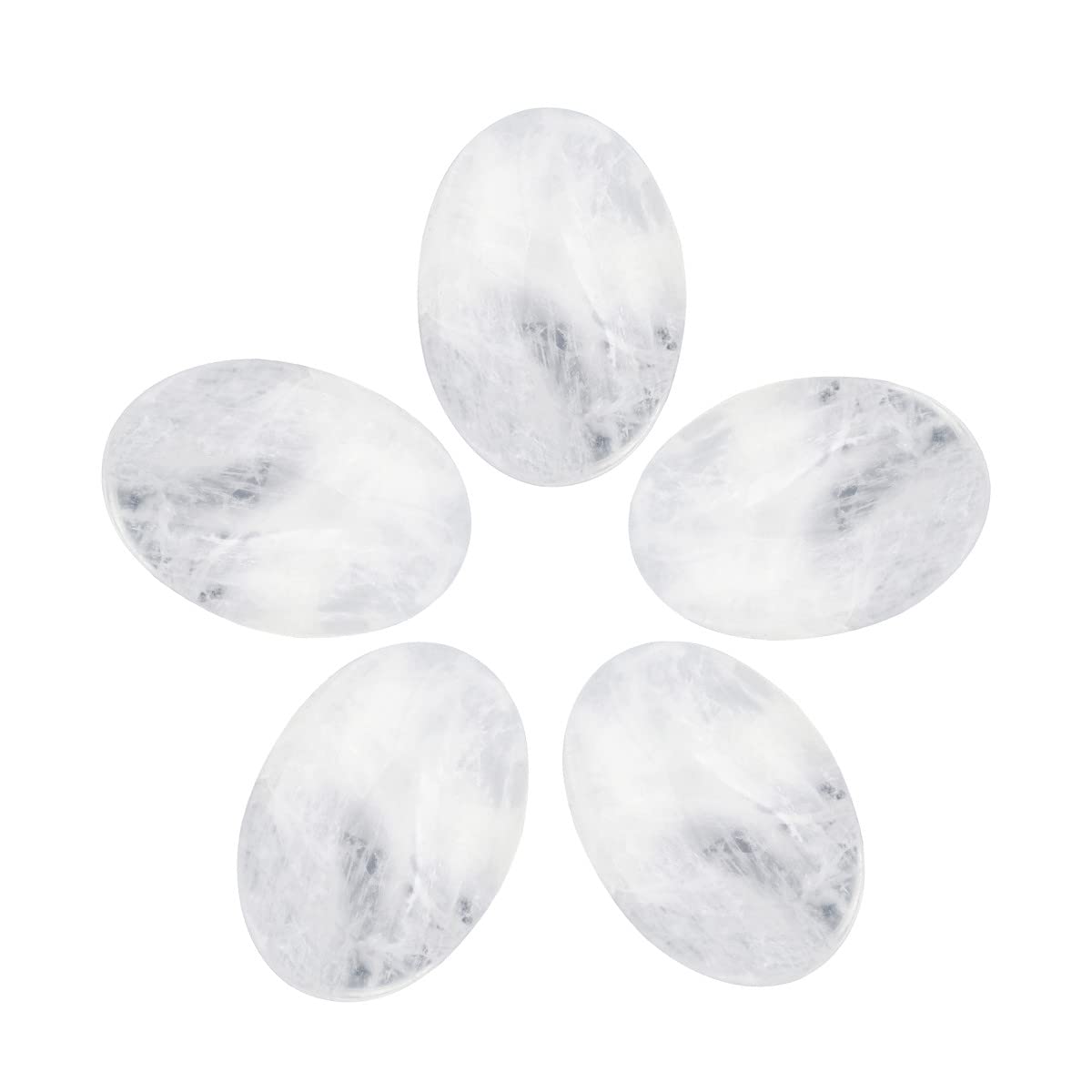 Nupuyai 5pcs Rock Crystal Cabochons Crystal Stones for Jewelry Making, Flat Back Oval Stone for DIY Charms 22x30mm — image 1