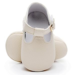 HONGTEYA Baby Girls Boys T-Strap Moccasins - Newborn First Walker Mary Jane PU Soft Soled Sandals Shoes