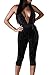 Jennyarn Women Sexy Sparkly V Neck Halter Sleeveless Backless Bodycon Jumpsuit Belted Romper