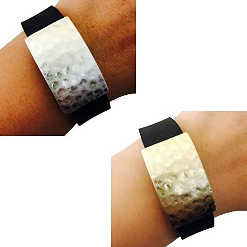 Fitbit Alta, Fitbit Charge, Fitbit Charge HR, Fitbit Flex, Jawbone Up Jewelry - Aged Gold Silver Hammered Geometric PARIS Bracelet Accessory (Aged Silver, Fitbit Alta/ Fitbit Flex/ Jawbone Up)
