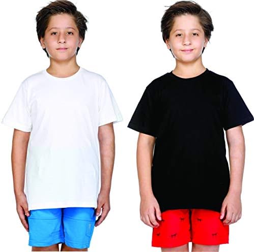 PROTEENS Boy's T-Shirt Black and White Combo Pack of 2