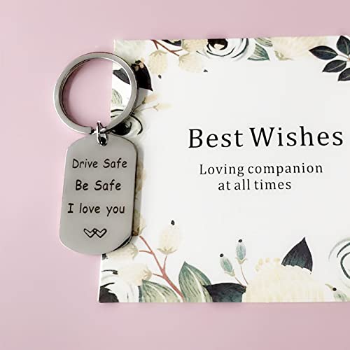 Rmikaly Drive Safe I Love You Funny Metal Keychain Gift Girlfriend Boyfriend Husband Wife Couple Key Ring Keychains for Valentine, Mother’s Day, Father’s Day, Christmas, Anniversary