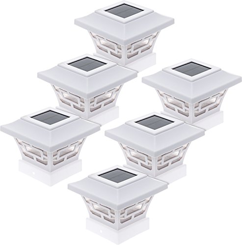 Westinghouse Hilltop 20 Lumens Solar Fence Post Cap Lights for 4×4 Wood Posts (White, 6 Pack)
