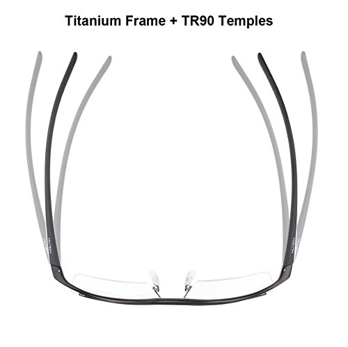 Agstum Pure Titanium Half Rimless Business Glasses Frame Optical Eyeglasses Clear Lens (Black)
