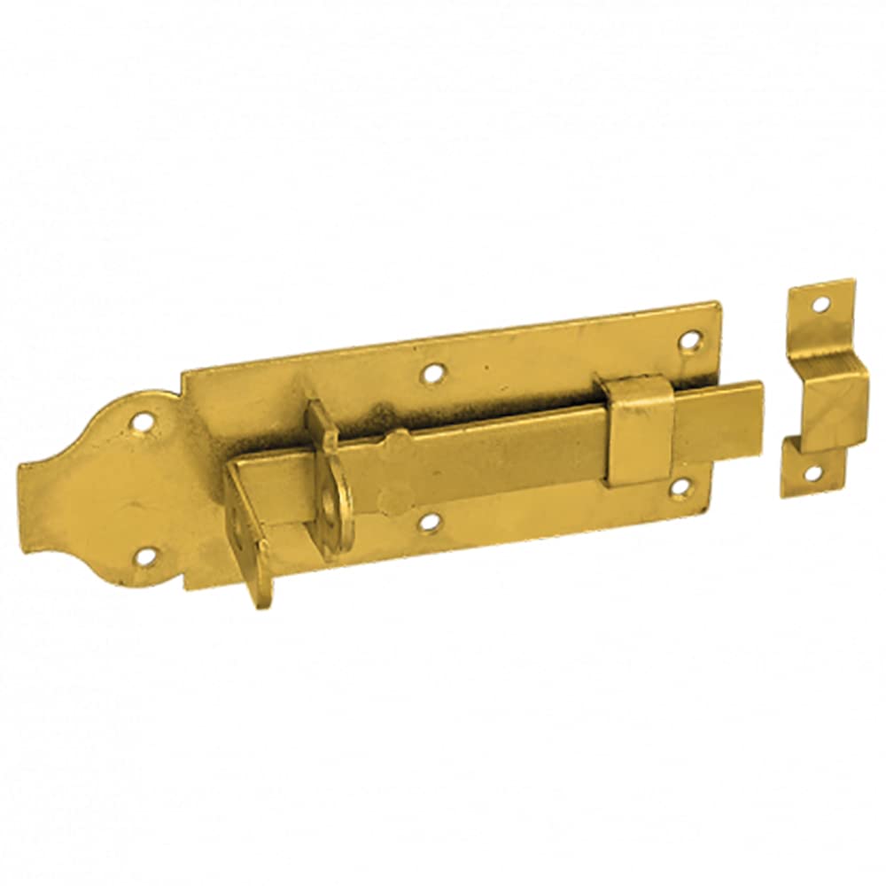 160mm x 55mm Secure Flat Straight Heavy Duty Yellow Galvanised Steel Closing Door Bolt Lock Latch Barrel Sliding Latch Lock for Shed Doors, Gates, Outhouse Doors, Bathroom WZP (Pack of 2)