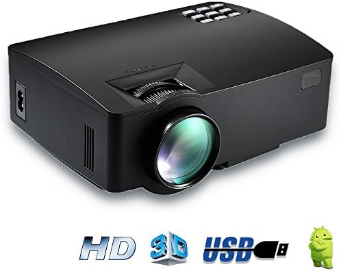 LCD Mini Projector Portable Movie Projector Video Projector Home Theater Cinema Entertainment Games Party Support 1080P HDMI USB SD Card TV Laptop Game iPhone Andriod Smartphone , Black