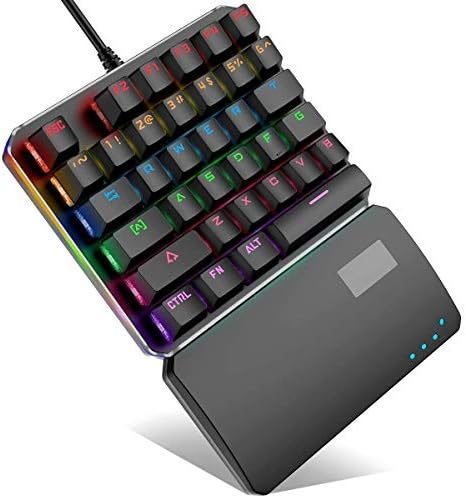 CONBOLA Mechanical Gaming Keyboard One-Handed RGB Mini Professional Keypad Metal Single-Handed Portable USB 5 Macro Keys LED Backlit Ergonomic Hand Wrist Rest for LOL/PUBG/Wow.