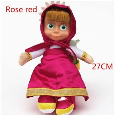 Lamdoo Winter Masha Doll Cartoon Martha Marsha Plush Stuffed Soft Toys PP Cotton Masha and Bear Animals Baby Toys for Children Girls Hot Pink