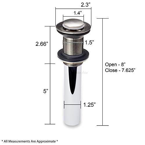 Decor Star PU-003-TB 1 1/2" Bathroom Faucet Vessel Vanity Sink Pop Up Drain Stopper Without Overflow Brushed Nickel