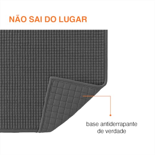 Kit 2 Tapetes Banheiro Microfibra Antiderrapante Absorvente 58 x 38 cm Cinza