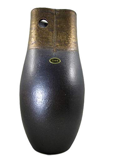 Shigaraki Pottery Japan Flower Vase Kado Ikebana kinsai Black with Gold Color