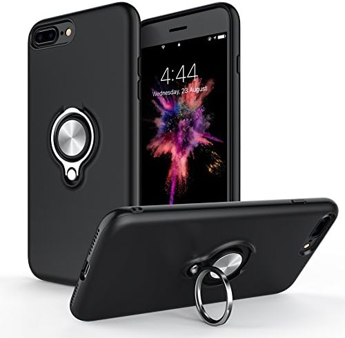iPhone 7 Plus Case, iPhone 8 Plus Case, Allovit New Design 360 Degree Rotating Ring Holder Grip Case High Impact Dual Layer Protective Case for iPhone 7 Plus / iPhone 8 Plus – (Black)