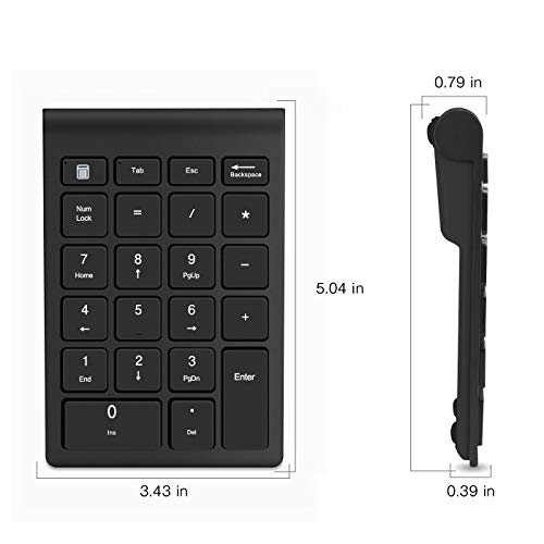 Wireless Numeric Keypad, TRELC Keyboard 22 Keys Multi-Function Number Pad with 2.4G Mini USB Receiver for Laptop, PC, Desktop, Notebook