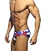 MIZOK Men's Ployester Camo Swimsuit Bikini Briefs with Adjustable Drawstring Redblue,XL