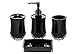 JustNile 4 Piece Bathroom Accessory Set – Soap Dish – Dispenser – Tootbrush Holder – Tumbler Cup – Black Ceramic