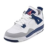 JORDAN 4 Retro Gg Big Kids Style, White/Hyper Orange/Deep Blue, 7
