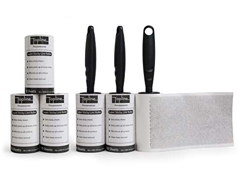 Topline Lint Roller Set, 3 Ultra Sticky Rollers + 3 Refills, 100 Sheets/Roll (600 Sheets Total) - Thumbnail 4