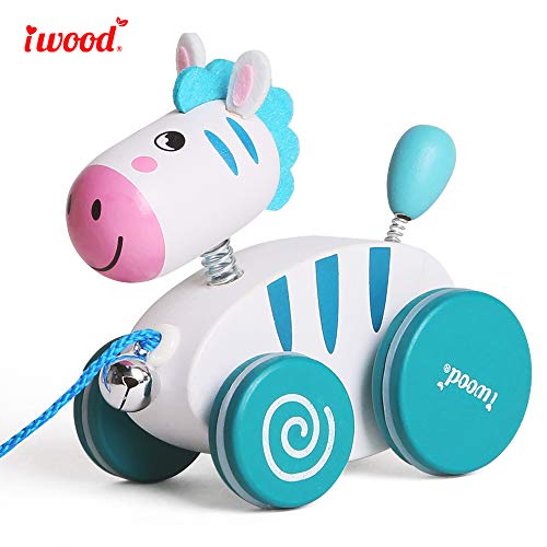 iwood Wooden Pull Along Zebra Walking Along Toddler Toy for 1 Year Old Pricepulse