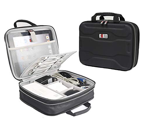 Electronics Organizer Travel Cable Cord Bag Accessories Gadget Gear Storage EVA Cases (Black-Extended) - Thumbnail 7