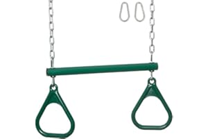SWING SET STUFF INC. Swing Set Stuff Trapeze Bar with Rings and Uncoated Chain Playground Equipment, Green
