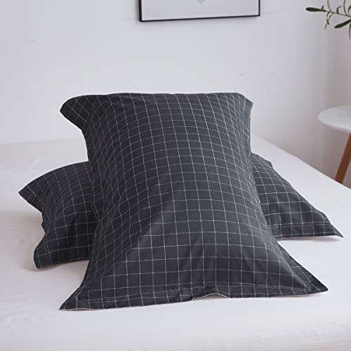 OAITE Duvet Cover Set, 100% Cotton Duvet Cover, Ultra Soft and Easy Care, Bedding Queen Size Set, 3-Piece Duvet Cover Set Includes 2 Pillow Shams (Black-White, Queen)