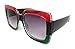 My Shades(TM) - Designer Inspired Oversize Glitter Sparkle Square Frame Sunglasses (Glitter Red, Black, Emerald/Grey Gradient)