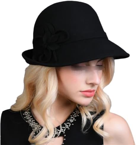 Women\'s Wool Felt Ribbon French Fashion Vintage Millinery Beret Hats Black Women Wool Felt Ribbon French Fashion Vintage Millinery  main image 4