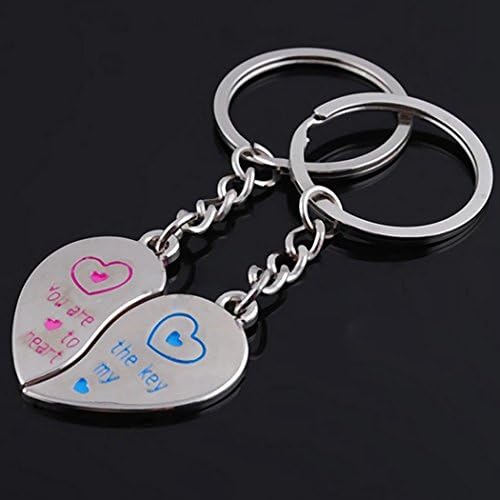 Couple Keyring Key Chain Fob Cute Lover Keychain 2Pcs ,Hot Selling Keychain Love Metal-Dounle Heart