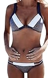 Chuanqi Women's Sexy Halter Patchwork Bikini Swimsuit Push up 2 Piece Set