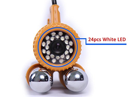 Vanxse Underwater Fish Camera HD 1000TVL 24Pcs White LED 100 Degree view Fish Finder video Camera (30Meters Cable)