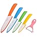 May Fifteenth 5 Pieces Multi Color Ceramic Cutlery Kitchen Knives set with Fruit Peeler MF-1718K