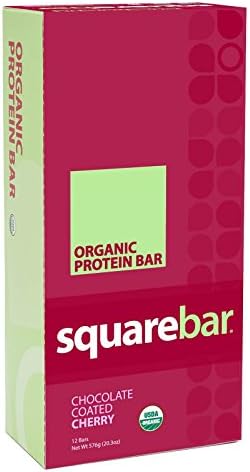Squarebar, Organic Protein Bar, Chocolate Coated Cherry, 12 Bars, 1.7 oz (48 g) Each - 2pcs