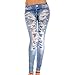 Amybria Women's Skinny Jeggings Stretchy Slim Denim Look Leggings Trousers, Blue, One Size