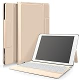 IVSO Apple ipad pro 12.9 Case With Keyboard Ultra-Thin One-piece Wireless Keyboard Stand Case/Cover + Pencil Holder for ipad pro 12.9” 1st Gen 2015/ipad pro 12.9” 2nd Gen 2017 Tablet(Gold)