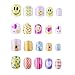 128PCs Different Nails 28 Sizes Smiling face Candy Cute Carton Children False Nails For Children's Day