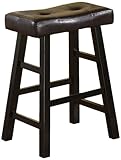 Country Series Counter Stool - 24"H - in Black with Faux Leather, Set of 2 (Kitchen)