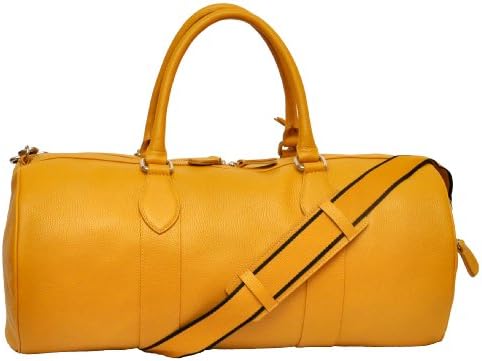 Circle 100% Leather Holdall / Duffel / Travel / Carry on / Gym / Sports Bag. Yellow